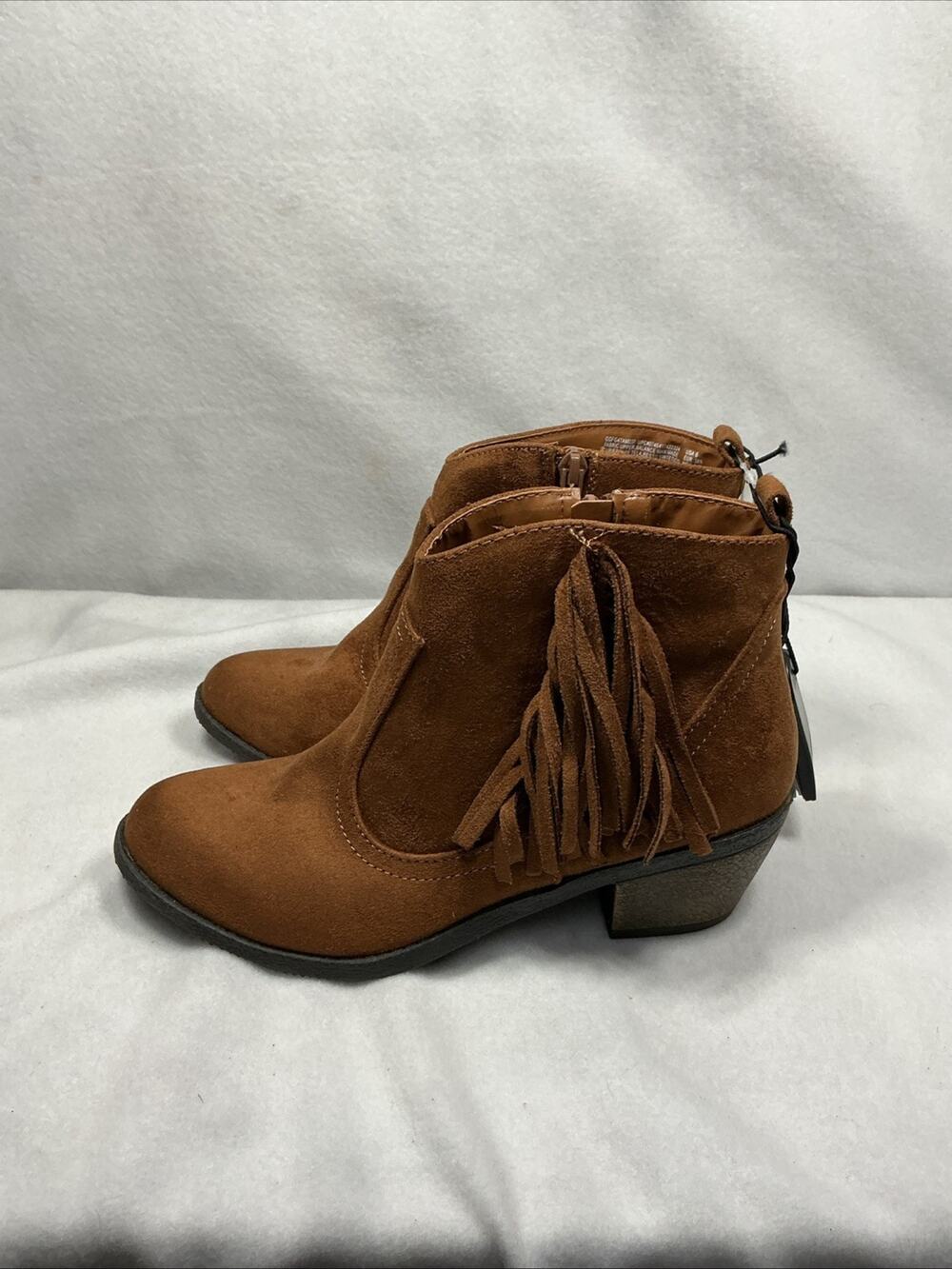 FADED GLORY WOMEN "7" BROWN SKID RESISTANT-FAUX SUEDE-ZIPPER ANKLE BOOTS, 4487